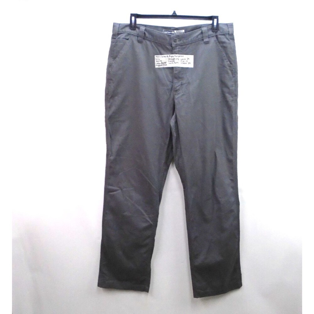 Carhartt Mens Rigby Dungarees 38x34 Gray Rugged Flex Canvas Work Pants BN2291